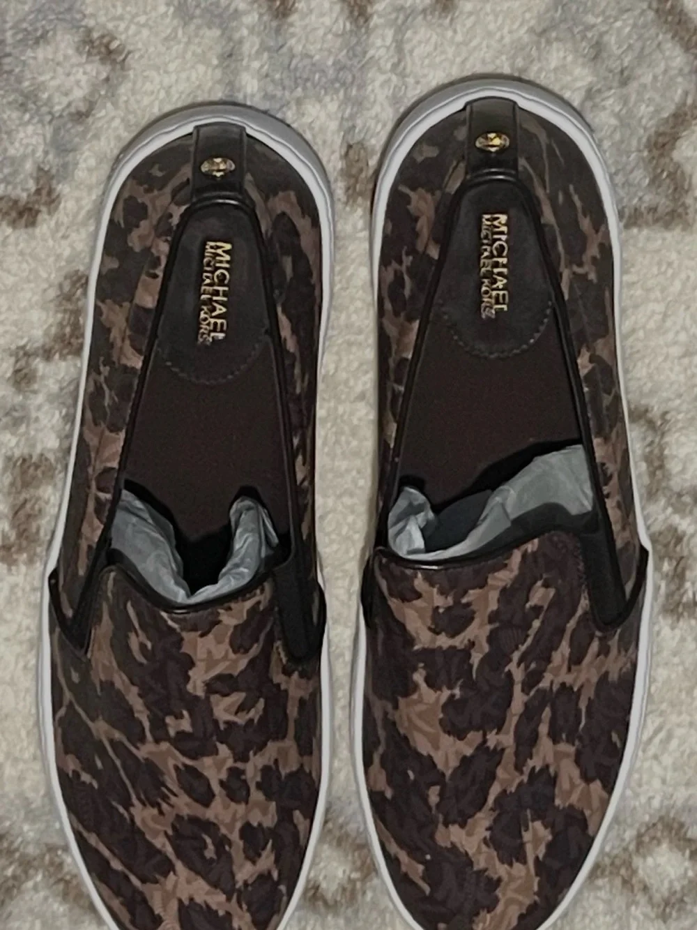 Michael Kors Brown and Black Leopard-Print Slip-On Sneakers